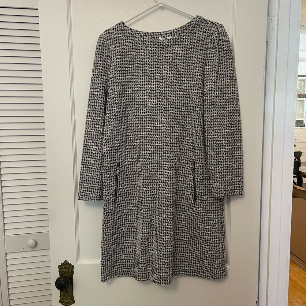 GAP Black and White Long sleeve tweed dress Dress large